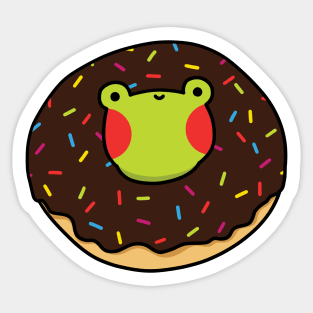 Frog in a chocolate glazed donut Sticker